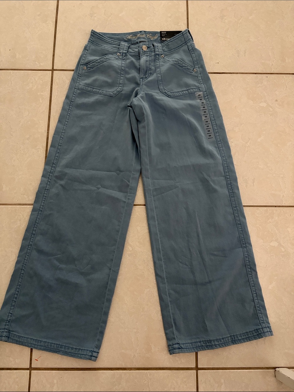 American Eagle Outfitters Relaxed Wide-Leg Jeans in Slate Blue